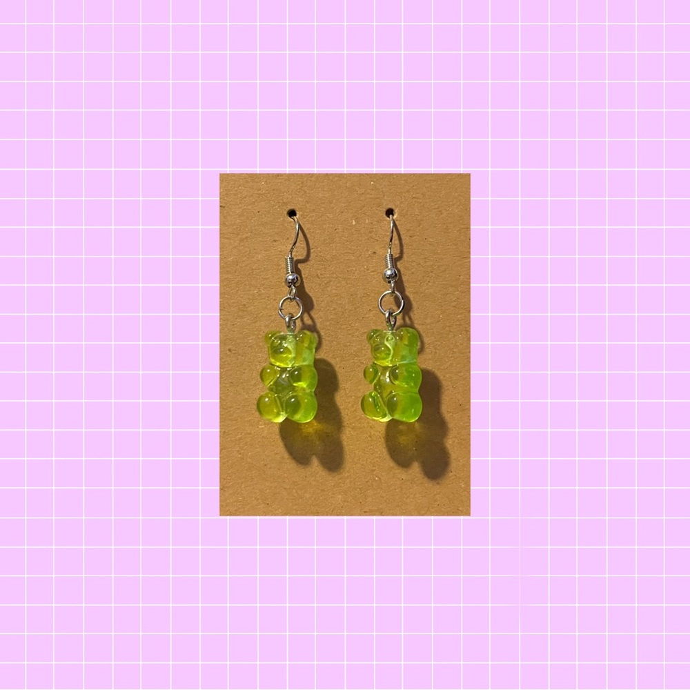 Dark Green gummy bear earrings